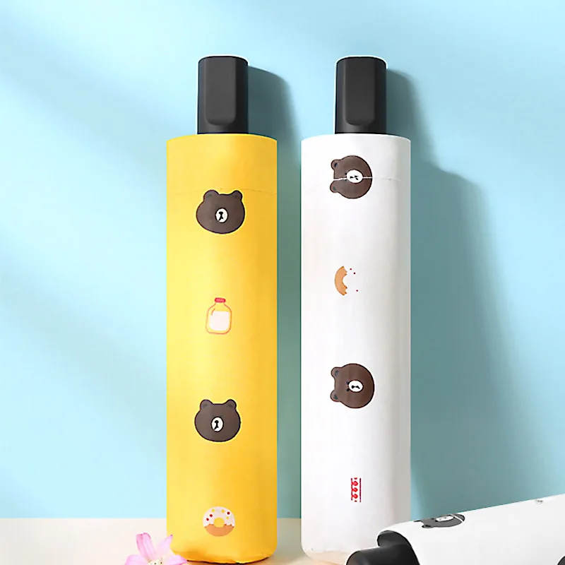 

Women Girl Bear Waterproof Pocket Foldable Anti-UV Sun Protect Automatic Umbrella Outdoor Sports Camping Traveling Supplies