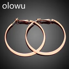 Olowu модные Pendientes Mujer круглые серьги-обруч женские большие круглые кольца золотые, розовые серьги для женщин ювелирные изделия