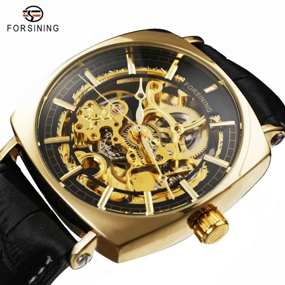 

FORSINING Royal Golden Mechanical Men Watches 2018 Top Brand Luxury Skeleton Automatic Wristwatches Leather Strap Fashion Clock