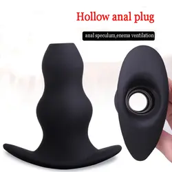 Полые Анальная пробка Анальный speculum Мягкие силиконовые buttplug g spot Анальная пробка клизма анальный тематические товары про рептилий и