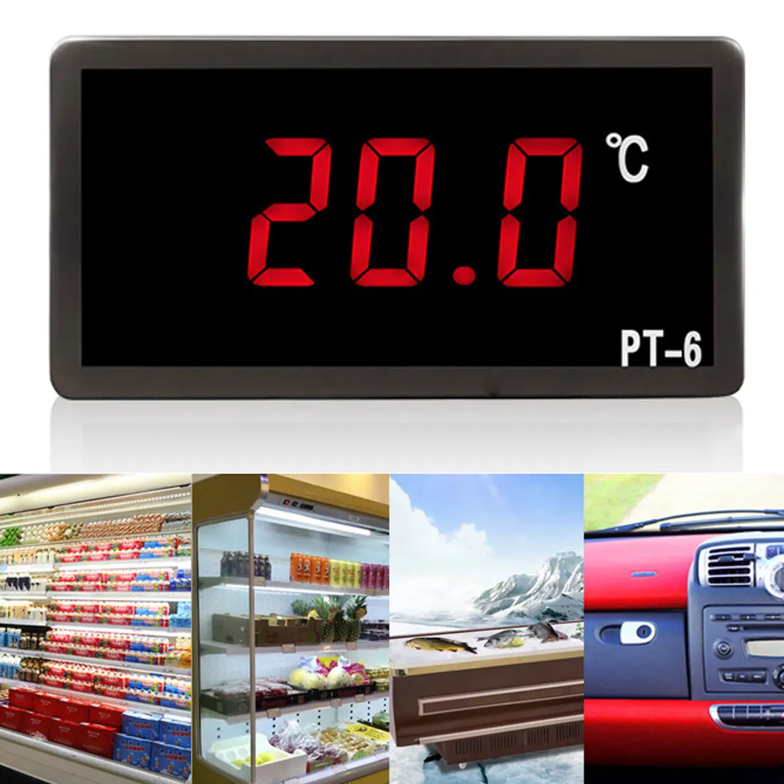 

Probe -40~110 Centigrade 12V/24V/110V Vehicle Digital Thermometer Car LED Temperature Meter
