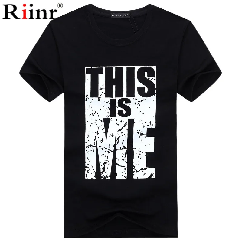 Летняя мужская футболка с буквенным принтом Camiseta круглым вырезом одежда для
