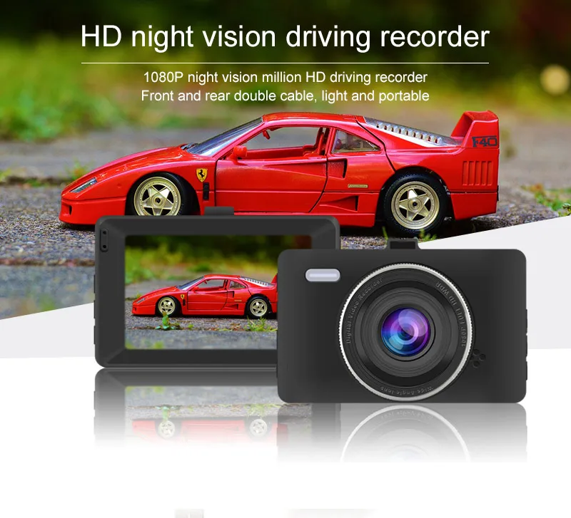 Denicer Автомобильный видеорегистратор 3," экран камера Full HD 1080P 30fps Dvr двойной объектив с заднего вида авто Регистратор Автомобильный видео Dvr рекордер