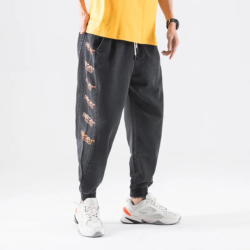 

Japanese Style Fashion Men Jeans Loose Fit Printed Designer Hip Hop Jeans Harem Pants Slack Bottom Streetwear Joggers Jeans Men