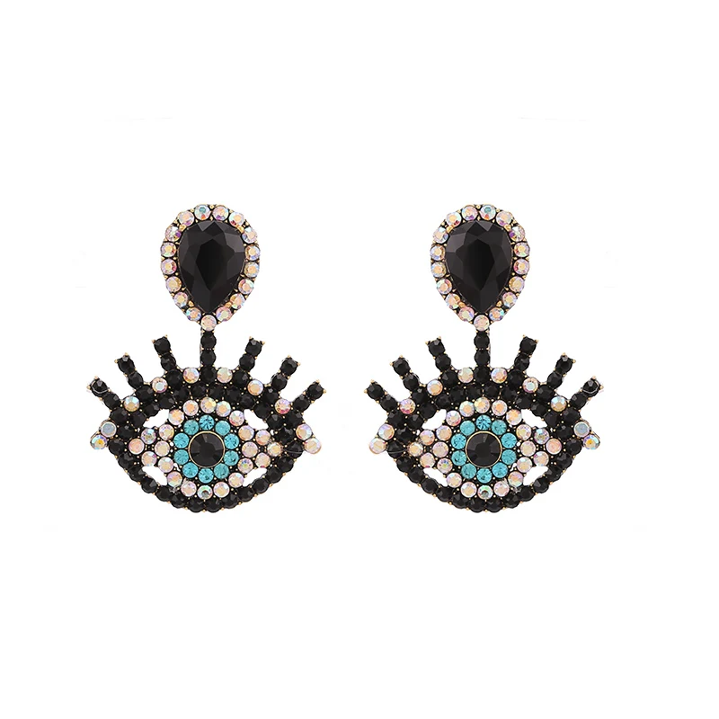 Crystal stone earrings sutd earrings for women statement earrings Black