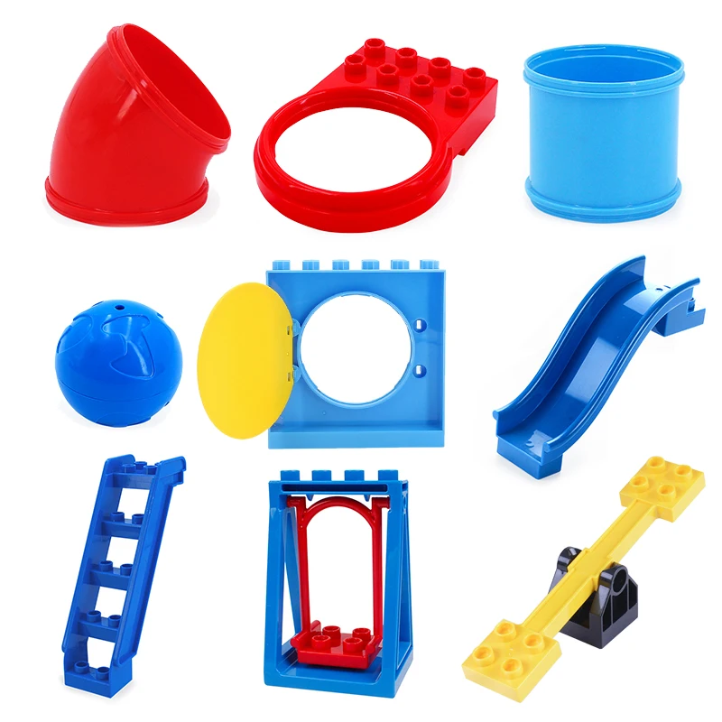 Gros blocs de construction tuyau combiné toboggan échelle brique balançoire accessoire bricolage jouets pour enfants aire de jeux Compatible avec Duplo cadeau