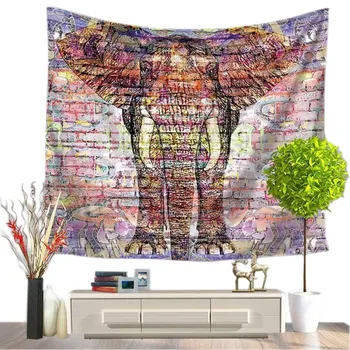 

Elephant Tapestry Animal Print Indian Style Wall Hanging Hippie Beach Towel Picnic Blanket Home Decor Dorm Ethnic Bedspread