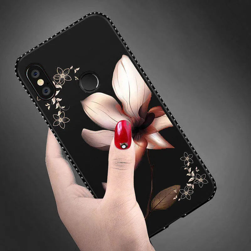 

Bling Diamond Case on for Huawei P8 Lite 2017 P10 P20 Lite Nova 3E honor 6X 6A Y7 2017 Luxury Soft Silicone flower Phone Cover