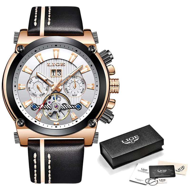 LIGE Mens Watches Top Brand Luxury Clock Automatic Mechanical Watch Men Business Waterproof Sport Wrist Watch Relogio Masculino