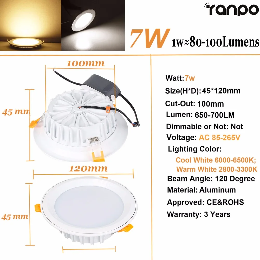 LED Подпушка огни 3 Вт 5 Вт 7 Вт 12 Вт 15 Вт LED Подпушка теплый белый/холодный белый светодиодный потолочный светильник дома Освещение в помещении
