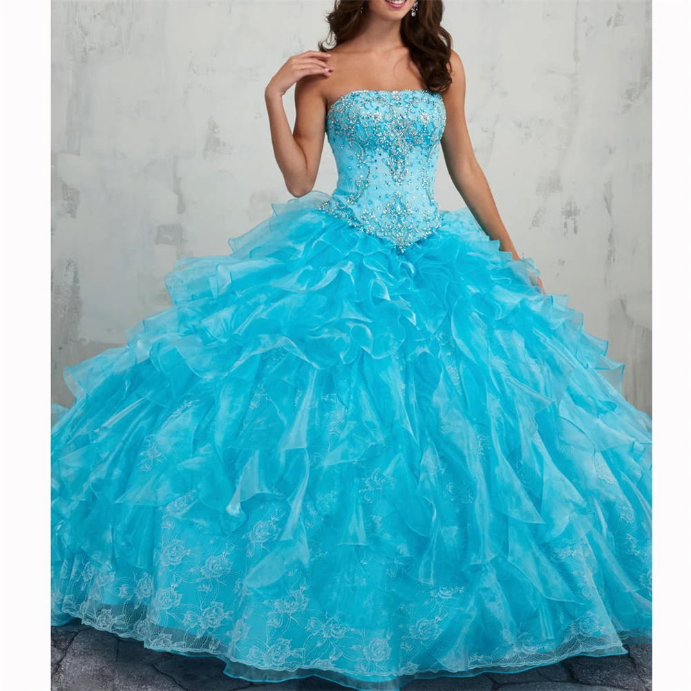 Отличный Парс quinceañeras vertidos de 15 anos; сезон лето платье без бретелек Бисер Съемная юбка мульти-слойная vestidos de quinceanera платья
