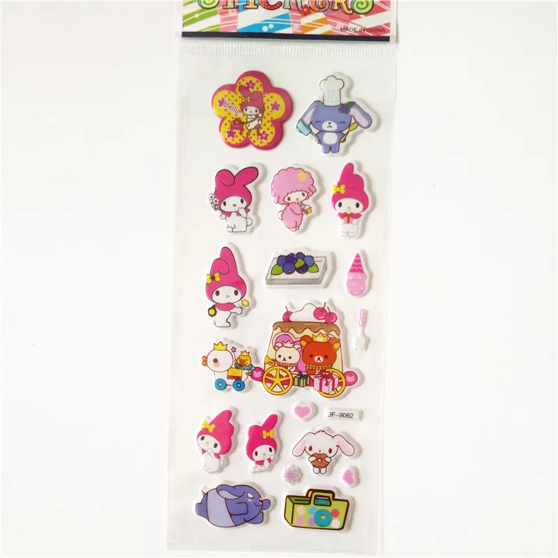 6 sheets Little Lovely My Melody kuromi Rabbit Decorative PVC Stickers DIY phone Diary Scrapbook Index Phone Album Stickers 