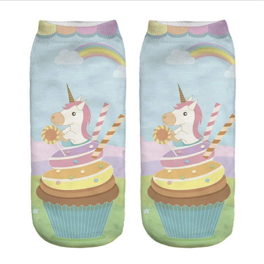 Новый Harajuku 3D принтом Единорог носки дети Kawaii ботильоны Licorne Chaussette для детей Calcetines Mujer Симпатичные Emoji Книги по искусству носки Вечерние