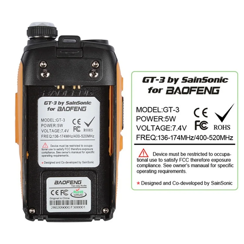 Baofeng GT 3 Mark II двустороннее радио двухдиапазонный UHF/VHF 136 174/400 520 МГц Ручной с 23 см