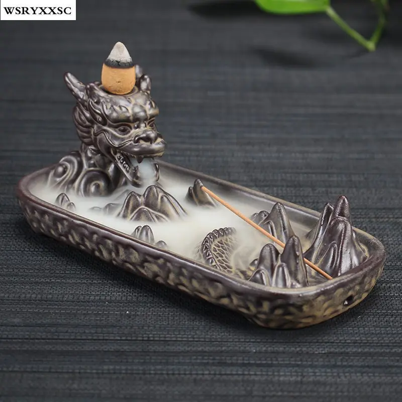 Ceramic Dragon Incense Burner for Smoke Backflow Like Water Streaming