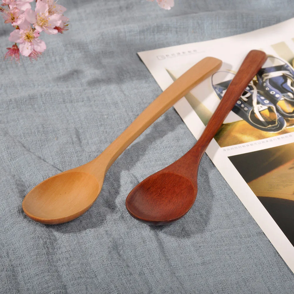 

22.8 * 4cm high quality Wooden Spoon Fork Bamboo kitchen Cooking Utensil Tools Soup-Teaspoon Tableware Stirring spoon