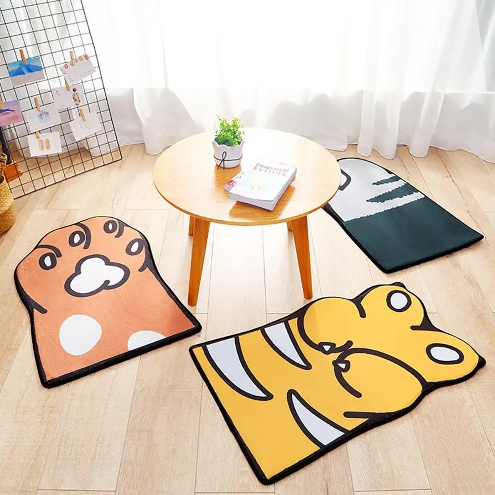 Flannel Cartoon Animal Pattern Home Creative Carpet Mats Home Suede Bedroom Kitchen Long Strip Non-Slip Absorbent Mat