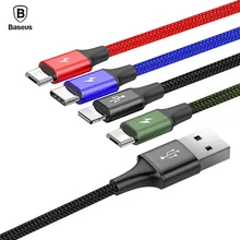

BASEUS 3.5A 1.2m 4 in 1 Fast Charging USB Cable for iphone x 8 7 6 Micro USB Type C Cable for Samsung Galaxy S9 S8 Charger Cable