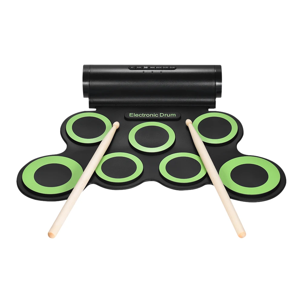 Portable Digital Stereo Electronic Drum Set 7 Silicon Pads USB Powered Built-in Speaker with Drumsticks for Beginners | Спорт и