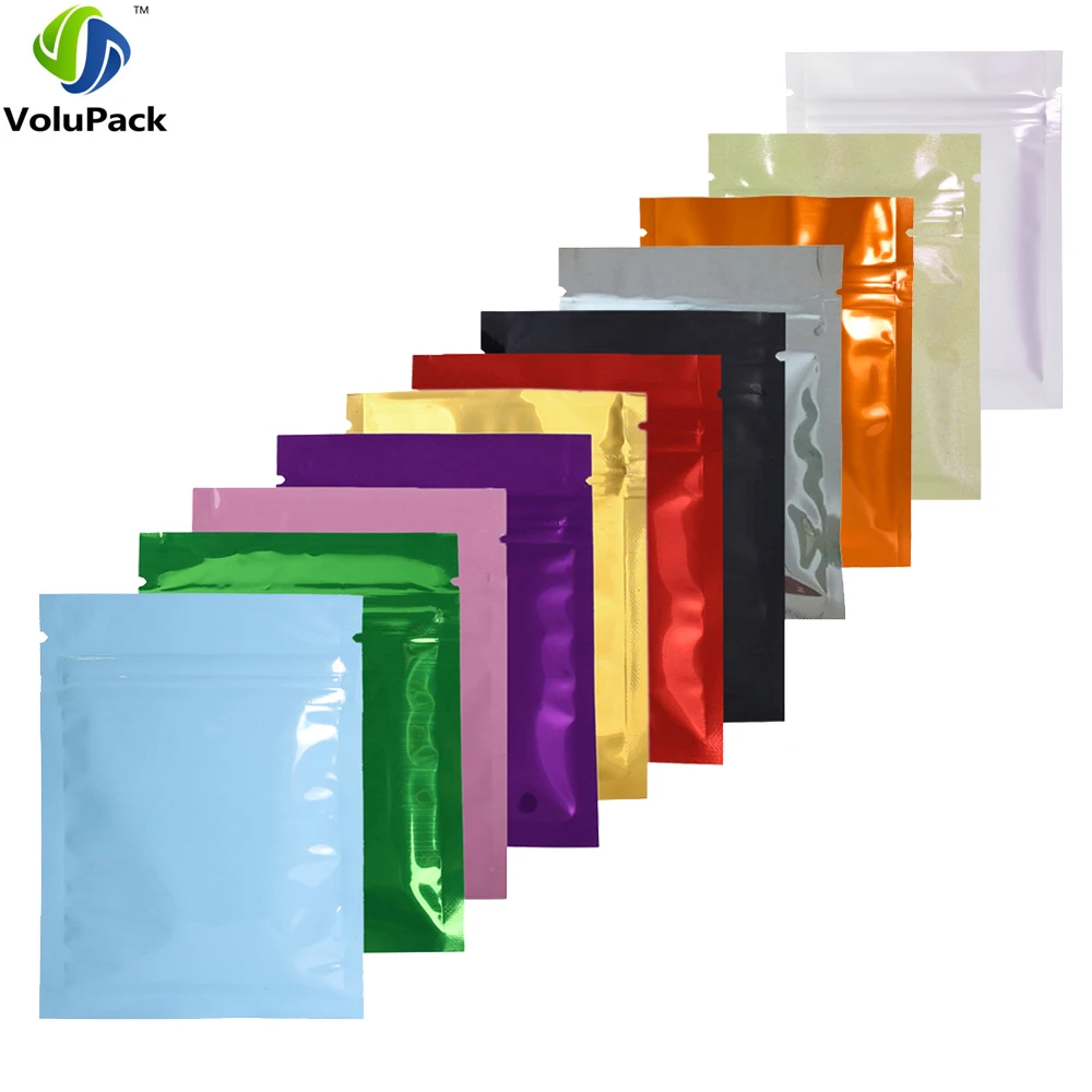 7.5x10cm Colorful Aluminum Foil Bags Mylar Clear ZipLock Food Storage Pouches