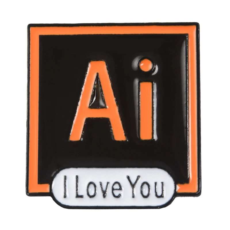 PS AI Au эмалированные булавки I Love You Photoshop Illustrator значок на заказ Пастельная брошь джинсовая рубашка лацкан булавка дизайнерский ювелирный подарок - Окраска металла: ai