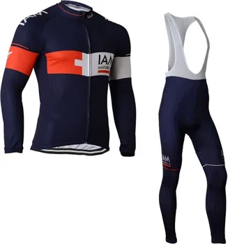 

winter fleece pro team IAM long sleeve cycling jersey jacket kits warmer MTB quick dry bike clothing Ropa ciclismo gel pad