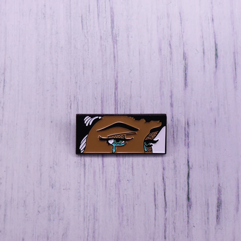 

Sad tears badge crying woman pin