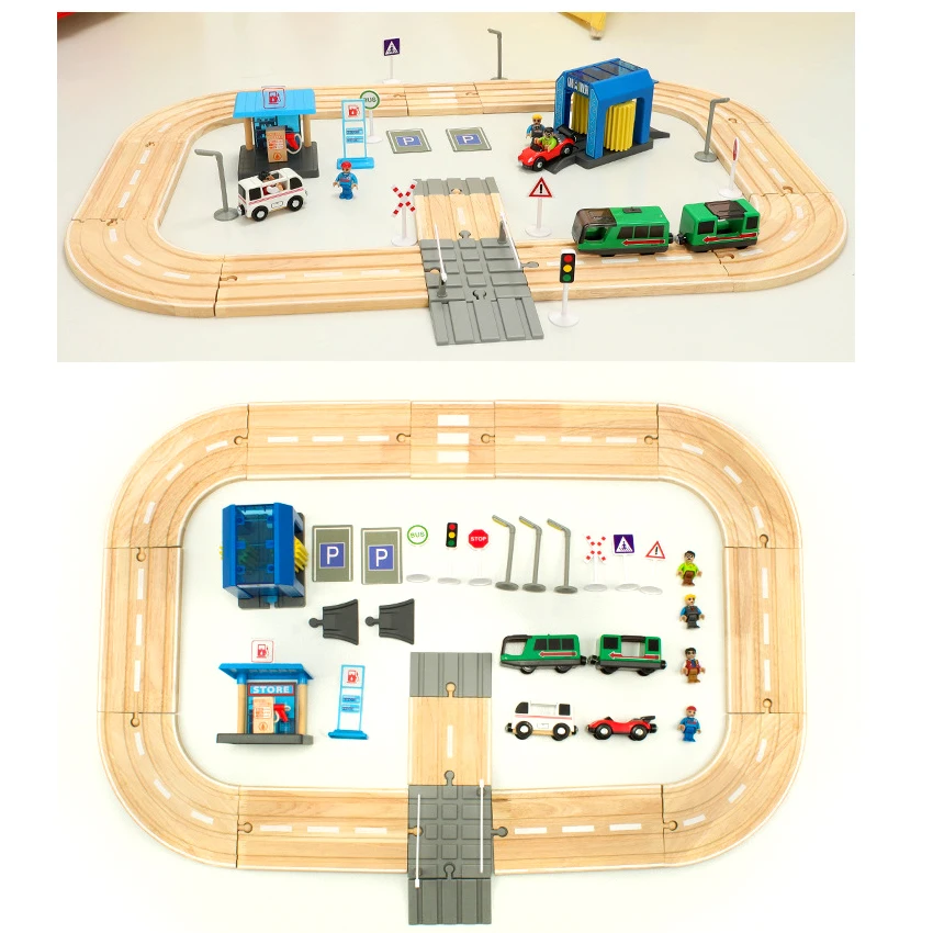 Детский Электрический поезд трек Набор строительных блоков трек магнитная машина игрушка мальчик трек игрушки АЗС Автомойка комната сцена