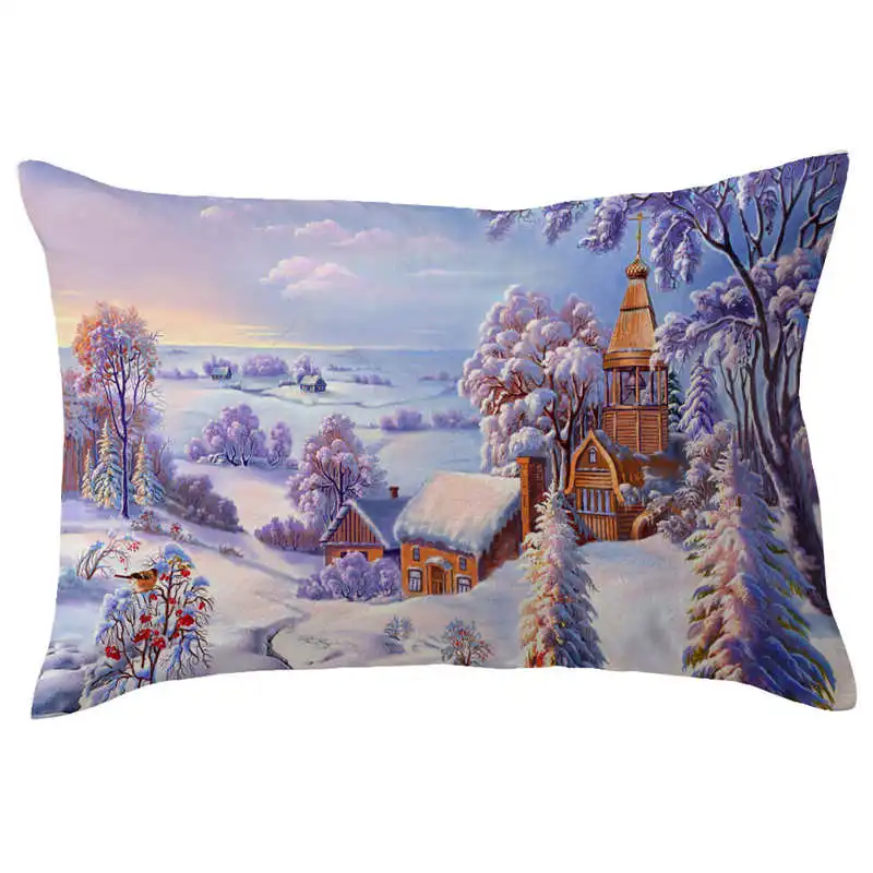 Merry Christmas Linen Pillow Cases Sofa Rectangle Cushion Cover Home Decoration pillow covers decorative velvet 3050cm #2o19 (2)