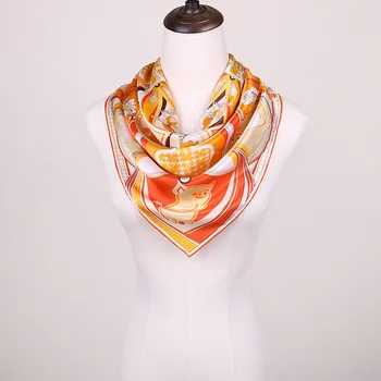 

AM006/007 New Cartoon 100% Silk Scarves 65 Cm Chinese Square Satin Scarf Women Wraps