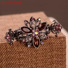 2017 Newest Alloy Hairpins Crab Claw Clip With Luxury Crystal Flower Vintage Hairpin Women Wedding Head band Hair Accessorie