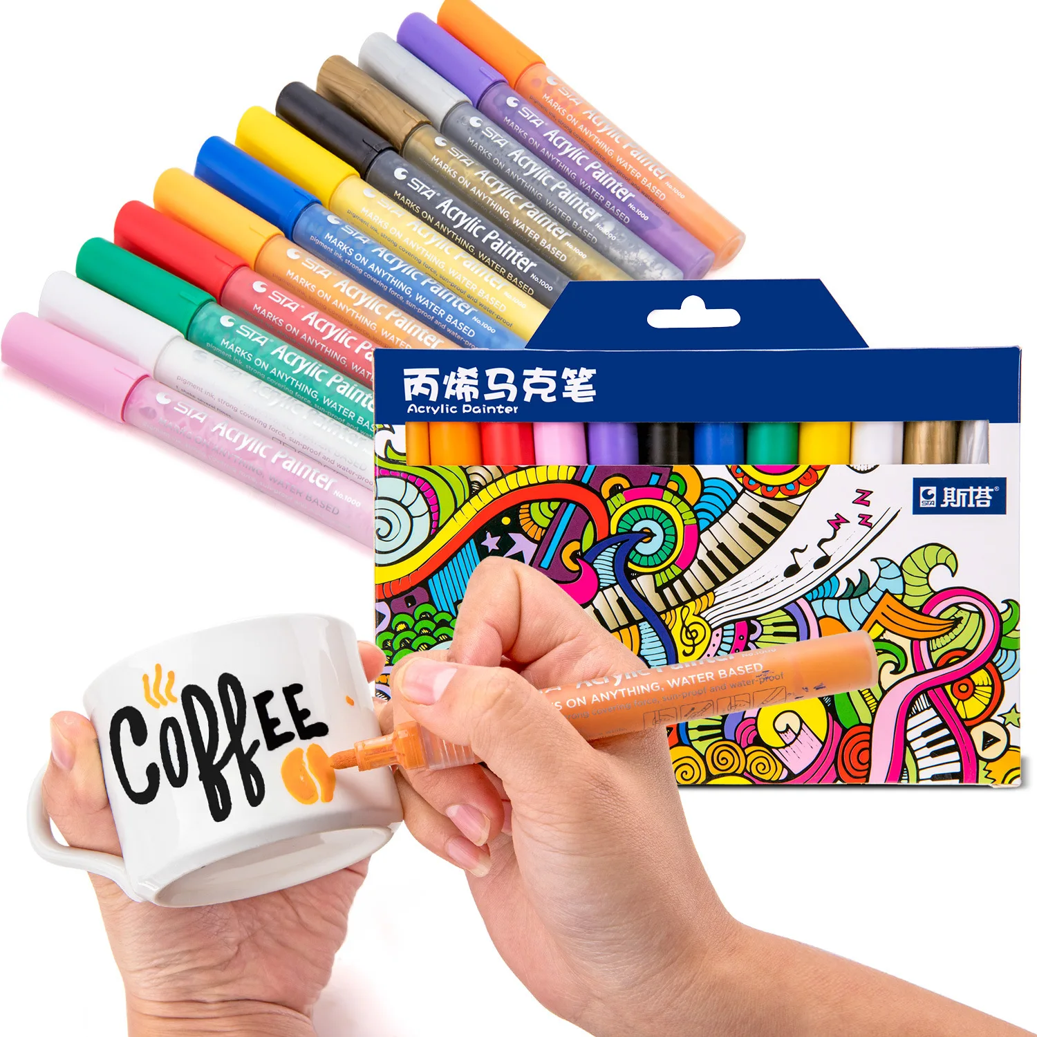 STA 12Colors/set Acrylic Markers Multifunctional Candy Color