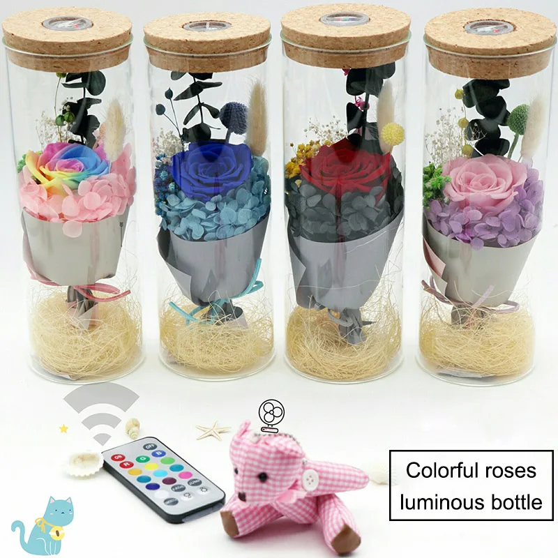 

LED Bloom Rose Bottle Lamp Flower Bottle Light + Remote Control Home Room Party Decor Gifts Hogard