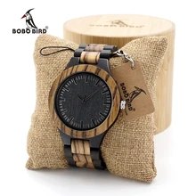 BOBO BIRD Men’s Walnut and Ebony Wooden Watch with All Wood Strap Quartz Analog watch with Quality Miyota Movement clock gifts