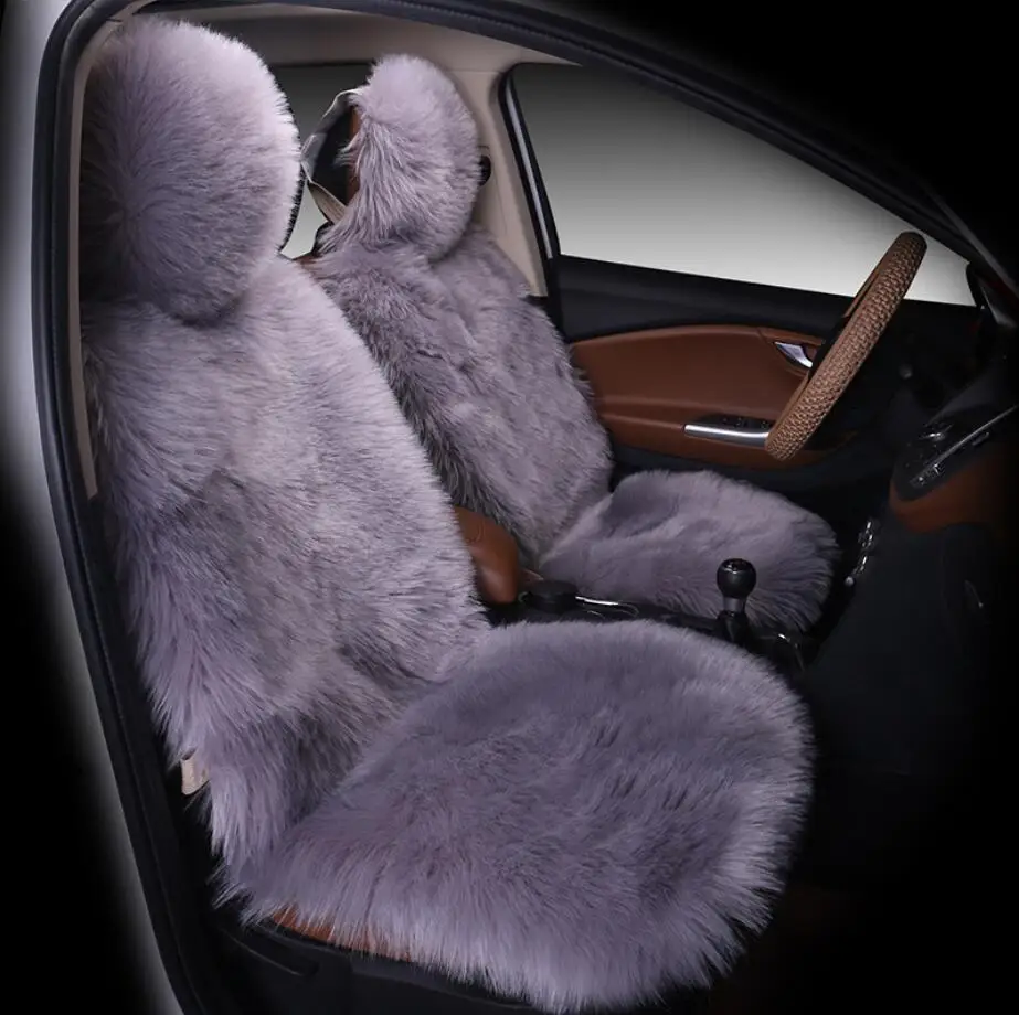 Natural Fur Sheepskin Car Seat Covers, Universal Wool Car Seat Cushion,Winter Warm Car Front Seat Cover SWSC02