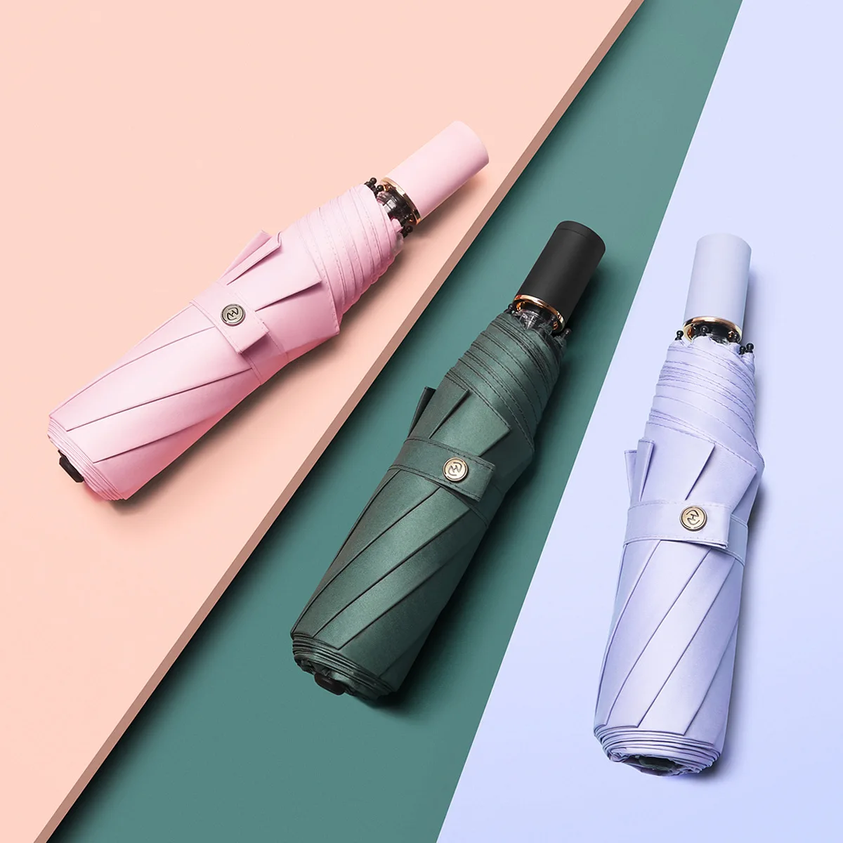 

Clear Umbrella Rain Women Anti-UV Sunscreen Three Folding Umbrella Windproof Simple Colors Umbrella Girls Sun Protection Parasol