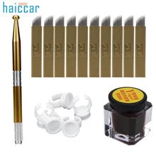 Красота Девушка Горячая микроблейдинг постоянный 3D Макияж игла для татуировки бровей ручка пигмент татуировки наборы Oct 28