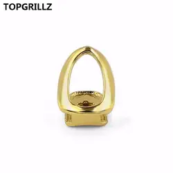 TOPGRILLZ желтое золото цвет покрытием полое открытое лицо Grillz одиночные капы для зубов хип хоп зуб грили для подарка