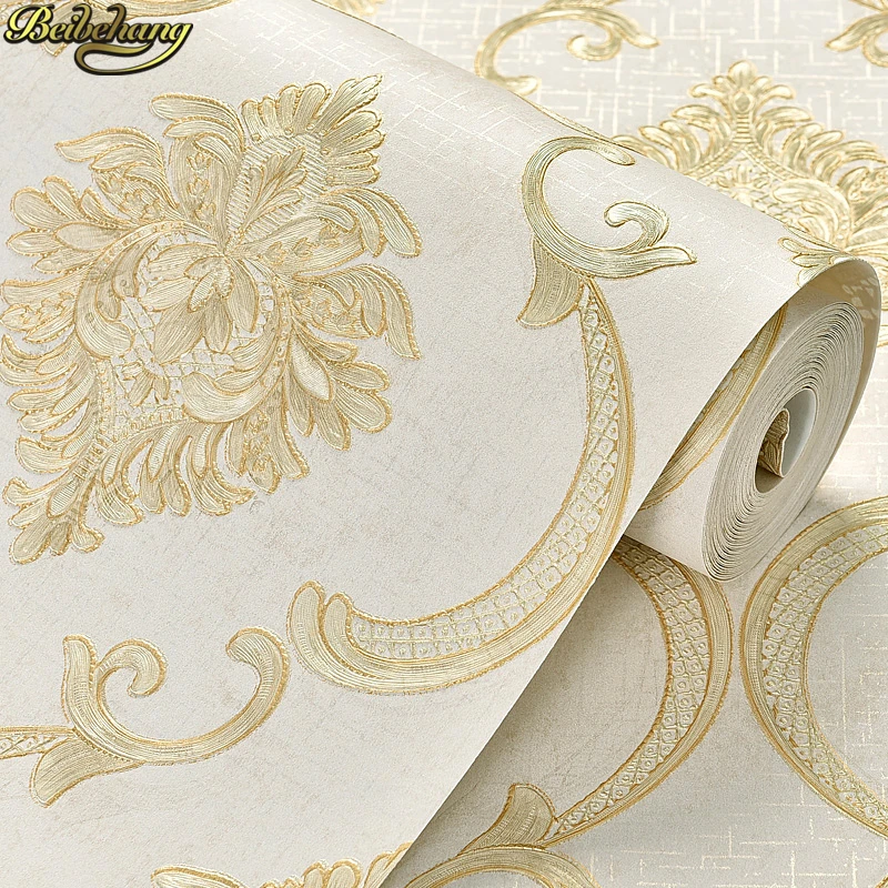 beibehang Self-adhesive non-woven European wallpaper 3D stereo embossed papel de parede warm living room bedroom wall sticker