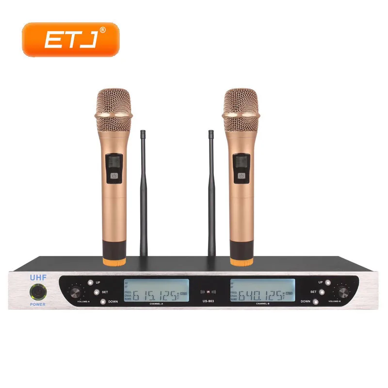 

Professional UHF Wireless Microphone 2 Handheld Transmitter Karaoke Microphone Dynamic Microphone US-903