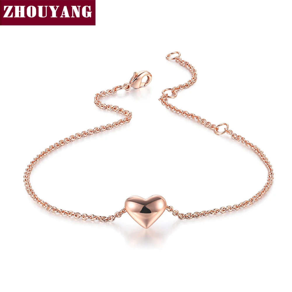 

ZHOUYANG ZYA006 Concise Heart Rose Gold Color Anklets Jewelry Made with Genuine Austrian Crystals Wholesale