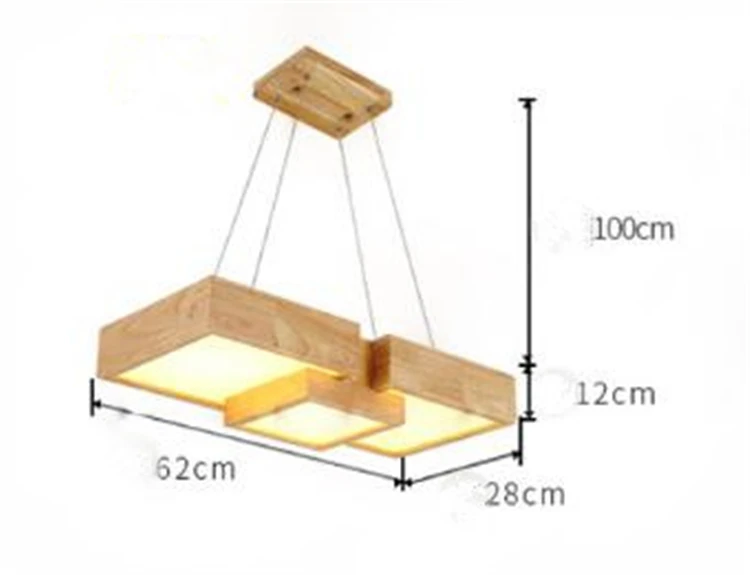 Японский современный простой креативный деревянный светодиодный подвесной светильник прямоугольные деревянные светильники для гостиной столовой