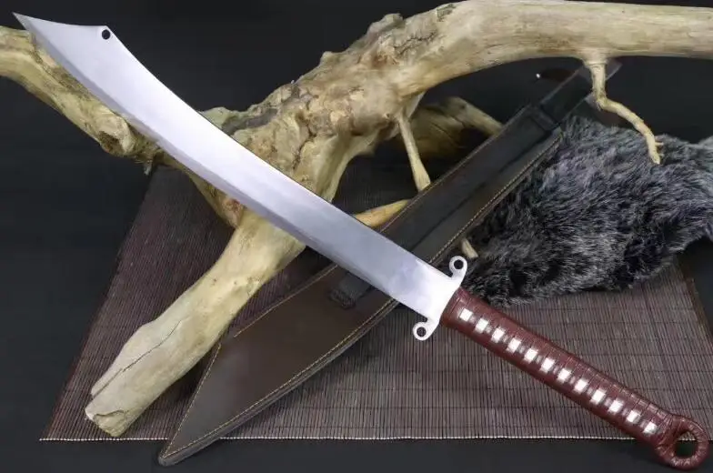 Battle Ready Anti-Japanese War Chinese Broadsword Sword High Manganese Steel Blade Sharp Can Cut Bamboo/Leather Scabbard