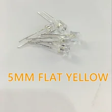 100 шт. светодиодный 5 мм диодный светильник прозрачный желтый супер яркий плоский верх широкий угол 5 мм прозрачный светодиодный светильник
