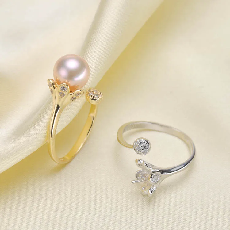 925 серебряные модные очаровательные вечерние жемчужина безымянный палец кольцо настройки регулируется кольцо ювелирных изделий Запчасти