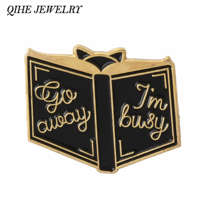 

QIHE JEWELRY Cat Read Pin Reader Brooches Reading Badges Literary Lapel pins Book Quote Jewelry Book Lover Gifts Men women