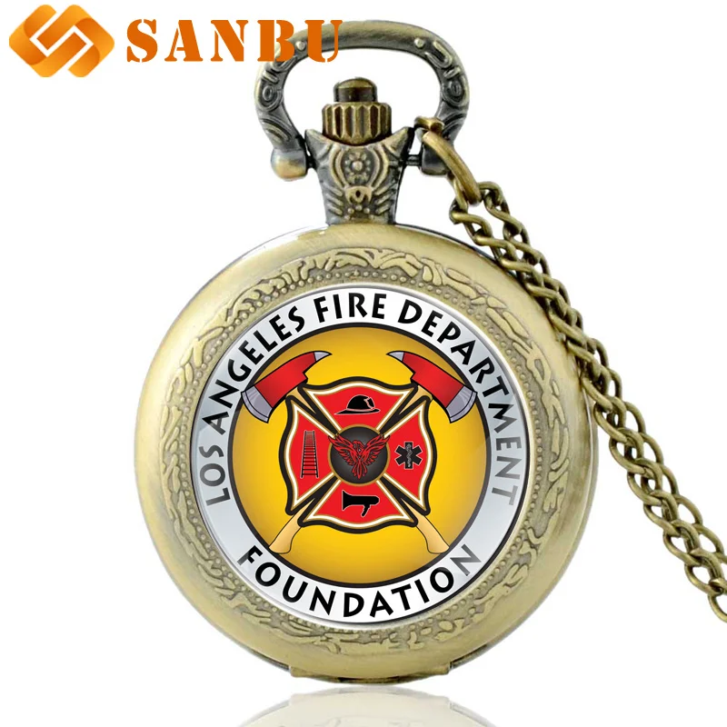 Новый пожарной бригады карманные часы Винтаж Черный/Бронзовый/серебристый для мужчин женщин кулон ожерелье Подарки