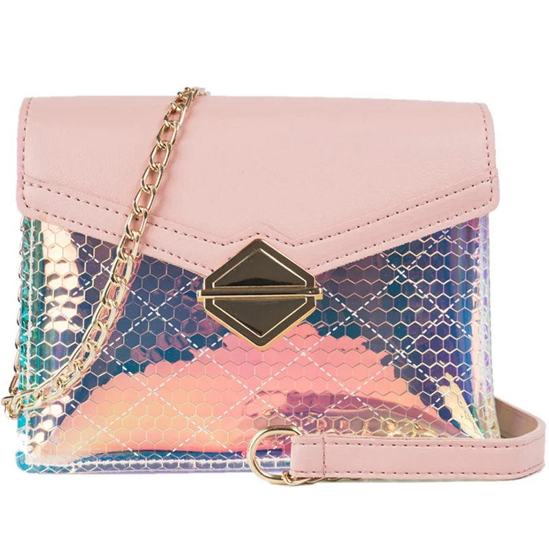 

Summer transparent bag handbag 2019 new wave Korean version of the wild Messenger bag laser jelly fashion small square bag