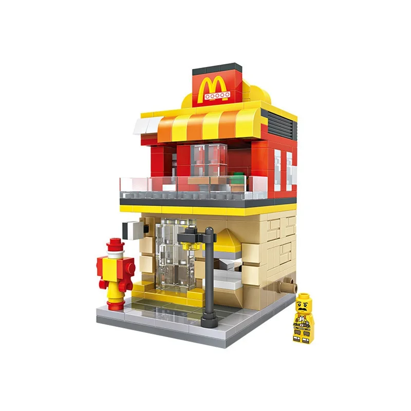 

LOZ Single Sale Mini MC Donalds Store City Street View Architecture Assembly DIY Model Building Blocks Toys for Children 1607