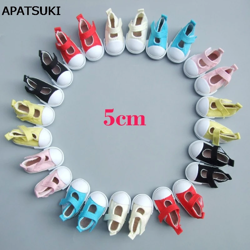 

5cm Doll Shoes Denim Canvas Mini Toy Shoes For 1/4 Bjd Doll Casual Shoes For Russian Doll Sneackers